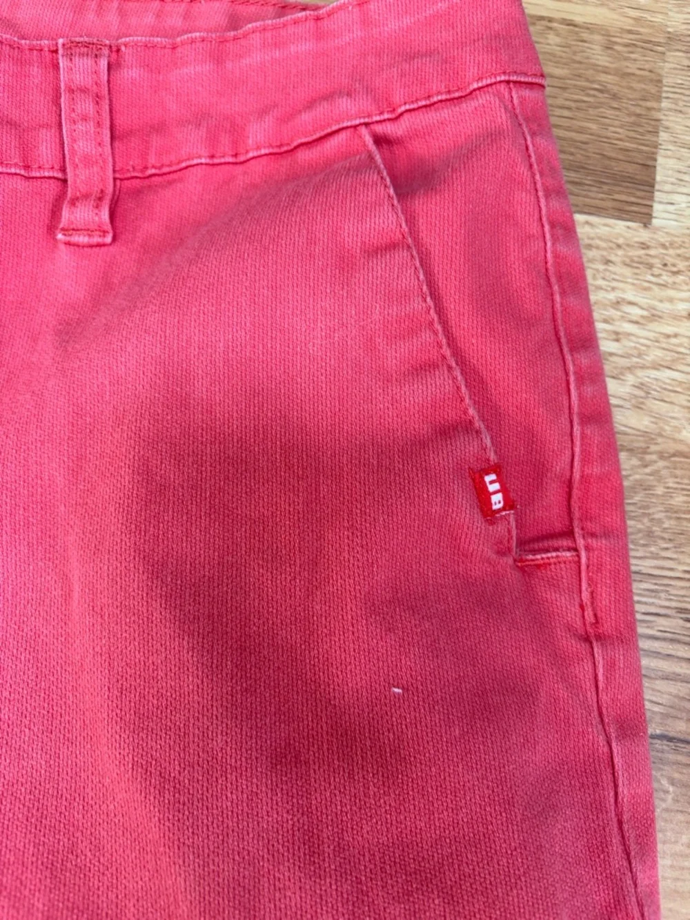 Union Bay Juniors 12/13 Stretch Bermuda Long Denim Shorts Coral Vintage Y2K 2000